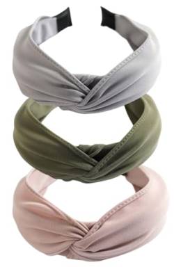 scicent Haarreifen Damen 3 Stück Stirnband Mode Kopfband Knoten Haarband Turban Elastische Breit Haarbänder Kopf Wickeln Niedlich Haarschmuck für Mädchen - 9817 von scicent