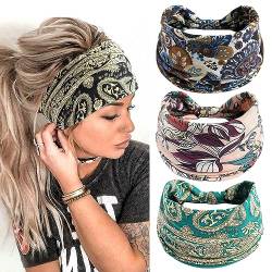 scicent Haarschmuck Stirnband Damen Breite Elastische Weiche Boho Haarbänder Leopard Print Yoga Sport Haarband Mehrfarbig, 14336 von scicent