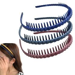 scicent Headband 3 Stück Haarband Kunststoff Stirnband Zickzack Haarschmuck Elastisches Haarreifen Männer Rutschfestes Stirnband mit Anti-rutsch Zähne für Outdoor Sports Yoga - 23308 von scicent