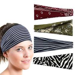 scicent Stirnbänder Damen 4 Stück Breites Haarband Boho Knot Headband Lauf Yoga Kopfwickel Haarbänder Elastische Haarschmuck für Mädchen - 13211 von scicent