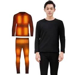 scosao Beheizbare Thermounterwäsche Herren Damen Winter Heizung Thermo-Unterwäsche Set 16 Zone APP Smart Control Temperatur Beheizte Kleidung Waschbar Thermal Baselayer,Man,XL von scosao