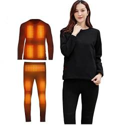 scosao Beheizbare Thermounterwäsche Herren Damen Winter Heizung Thermo-Unterwäsche Set 16 Zone APP Smart Control Temperatur Beheizte Kleidung Waschbar Thermal Baselayer,Woman,L von scosao