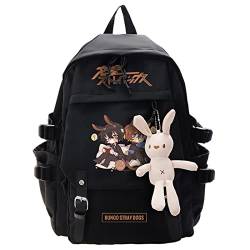 Anime Bungo Stray Dogs Rucksack aus Nylon, mit großem Fassungsvermögen, Schwarz, Schwarz-5, One size von sdfsdfsd