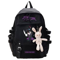 Anime Bungo Stray Dogs Rucksack aus Nylon, mit großem Fassungsvermögen, Schwarz, Schwarz-6, One size von sdfsdfsd