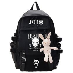 Anime JoJo's Bizarre Adventure Nylon Schwarz Rucksack, Street Style Große Kapazität Schultasche College Tasche, Schwarz-5, One size von sdfsdfsd