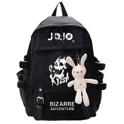 Anime JoJo's Bizarre Adventure Nylon Schwarz Rucksack, Street Style Große Kapazität Schultasche College Tasche, Schwarz-8, One size von sdfsdfsd