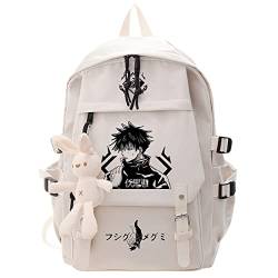 Anime Jujutsu Kaisen Fushiguro Megumi Nylon Rucksack, Street Style Große Kapazität Schultasche College Tasche, weiß, One size von sdfsdfsd