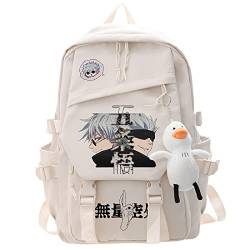 Anime Jujutsu Kaisen Gojo Satoru Nylon Weiß Rucksack Modetrends Schultasche College Tasche, Weiß-4, One size von sdfsdfsd