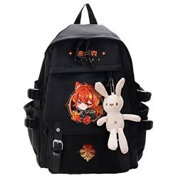 Game Genshin Impact Diluc Nylon Rucksack, Street Style Große Kapazität Schultasche College Tasche, Schwarz 3, One size von sdfsdfsd