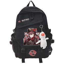 Game Genshin Impact HuTao Nylon-Rucksack, Modetrends, große Kapazität, Schultasche, schwarz 2, One size von sdfsdfsd