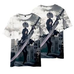 Spiel NieR:Automata Yorha Nr.2 Typ B Cartoon T-Shirt,3D-Drucken T-Shirts für Manga 2B Fans Cosplay verwendet von sdfsdfsd