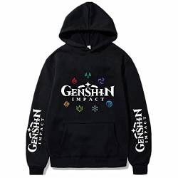 sdfsdfsd Anime Game Genshin Impact Cartoon Hoodie, Unisex Casual Sweatshirt für Genshin Impact Fans Geschenke, Schwarz 1, M von sdfsdfsd