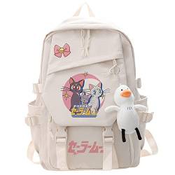 sdfsdfsd Anime Sailor Moon Nylon Weiß Cartoon Rucksack Fashion Trends Schultasche College Tasche Laptop Tasche, Weiß-9, One size von sdfsdfsd