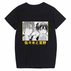 sdfsdfsd Anime Sasaki und Miyano Cartoon-T-Shirt, Unisex, lässig, locker, schwarz, T-Shirts für Manga-Fans, Cosplay-Geschenke, Schwarz-4, 56 von sdfsdfsd