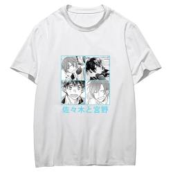 sdfsdfsd Anime Sasaki und Miyano Cartoon-T-Shirt, Unisex, lässig, lockere weiße T-Shirts für Manga-Fans, Cosplay-Geschenke, Weiß-4, 56 von sdfsdfsd