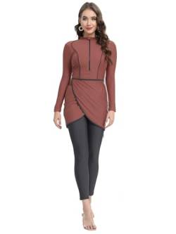 seafanny Damen 3-teilige muslimische Bademode Full Cover Hijab Burkini Modest Badeanzug buqini(rosa 40) L von seafanny