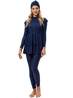 seafanny Damen Modest Badeanzug Langarm Burkini Full Cover Muslim Badeanzug L(40) von seafanny