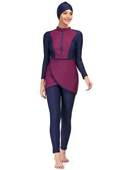 seafanny Frauen Modest Badeanzug Langarm Burkini Full Cover Muslim Bademode L（40） von seafanny