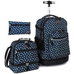 seastig Rolling Backpack 18in Rollrucksack mit Lunchtasche und Federmäppchen-Set Rollrucksack Laptop-Rucksack Erwachsene Kinder von seastig