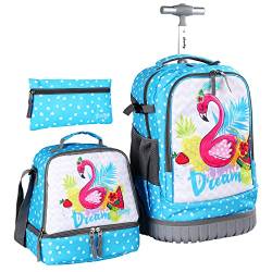 seastig Rollrucksack 45,7 cm (18 Zoll) Rollrucksack mit Lunchtasche und Federmäppchen Set Roller Rucksack Laptop Rucksack Erwachsene Kinder von seastig