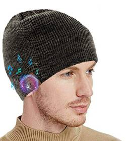 seenlast Bluetooth Mütze, Originelle Geschenke für Männer Frauen Bluetooth 5.0 Beanie Hut Kopfhörer Musik Mütze mit Lautsprecher, Waschbar Strickmütze Weihnachten Geschenke für Outdoor Sport von seenlast