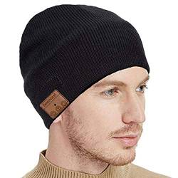 seenlast Bluetooth Mütze, Originelle Geschenke für Männer Frauen Bluetooth 5.0 Beanie Hut Kopfhörer Musik Mütze mit Lautsprecher, Waschbar Strickmütze Weihnachten Geschenke für Outdoor Sport von seenlast