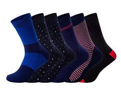 segnalibro Herren Socken 6 Paar Baumwoll Business Socken Größe 39-46 (Blau stripe) von segnalibro