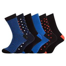 segnalibro Herren Socken 6 Paar Baumwoll Business Socken Größe 39-46 (blau) von segnalibro