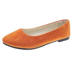 seiveini Ballerinas Damen Ballet Flat Elegant Flache Schuhe Weiches Bequeme Frauen Flats Damen Klassische Einfarbig Ballerinas Geschlossene Ballerinas mit Komfort Innensohle A Orange 41 EU von seiveini