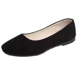 seiveini Ballerinas Damen Elegant Flache Schuhe für Damen mit Quadratischer Zehe Ballerinas Bequeme Weich Damenschuhe Vintage Einfarbig Pumps Flache OL Casual A Schwarz 37 EU von seiveini