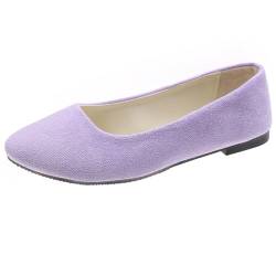 seiveini Damen Ballerina Bequeme Slip On Flach Damen Geschlossene Ballerinas Flach Freizeit Tanzschuhe Frauen Flats Halbschuhe Damen Ballerinas Elegant Flache Schuhe A Hellviolett 40 EU von seiveini