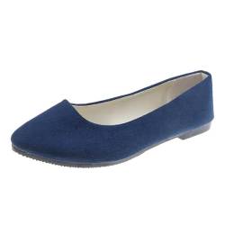 seiveini Damen Ballerina Bequeme Slip On Flach Damen Geschlossene Ballerinas Flach Freizeit Tanzschuhe Frauen Flats Halbschuhe Damen Ballerinas Elegant Flache Schuhe A Marine 43 EU von seiveini