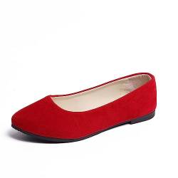 seiveini Damen Ballerina Bequeme Slip On Flach Damen Geschlossene Ballerinas Flach Freizeit Tanzschuhe Frauen Flats Halbschuhe Damen Ballerinas Elegant Flache Schuhe A Rot 42 EU von seiveini