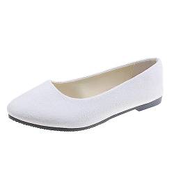 seiveini Damen Ballerina Bequeme Slip On Flach Damen Geschlossene Ballerinas Flach Freizeit Tanzschuhe Frauen Flats Halbschuhe Damen Ballerinas Elegant Flache Schuhe A Weiß 37 EU von seiveini