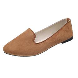 seiveini Damen-Ballerina Slip On Bequeme Ballet Flach Damen Ballerinas Flach Geschlossene mit Spitzer Zehe Tanzschuhe Frauen Flats Halbschuhe Damen Freizeitschuhe Elegant Retro A Braun 38 EU von seiveini