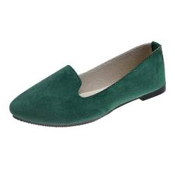 seiveini Damen-Ballerina Slip On Bequeme Ballet Flach Damen Ballerinas Flach Geschlossene mit Spitzer Zehe Tanzschuhe Frauen Flats Halbschuhe Damen Freizeitschuhe Elegant Retro A Grün 38 EU von seiveini