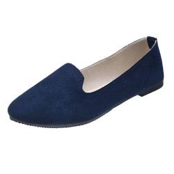 seiveini Damen-Ballerina Slip On Bequeme Ballet Flach Damen Ballerinas Flach Geschlossene mit Spitzer Zehe Tanzschuhe Frauen Flats Halbschuhe Damen Freizeitschuhe Elegant Retro A Marine 41 EU von seiveini