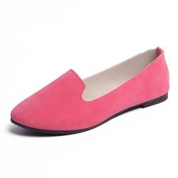 seiveini Damen Ballerinas Elegant Flache Schuhe mit Spitzer Zehenpartie Ballerinas Slip On mit Komfort Innensohle Ballet Flat Klassische Freizeitschuhe Bequeme Weich Leger A Rosa 40 EU von seiveini