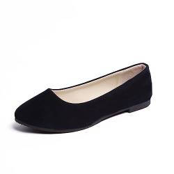 seiveini Damen Ballerinas Elegant Flache Schuhe mit Spitzer Zehenpartie Klassische Ballerinas Slip On Freizeitschuhe Damenschuhe Bequeme Weich Leger Flache Schuhe Ballerinas für Damen A Schwarz 40 EU von seiveini