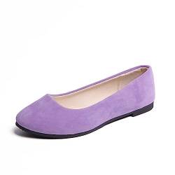 seiveini Damen Ballerinas Elegant Flache Schuhe mit Spitzer Zehenpartie Klassische Ballerinas Slip On Freizeitschuhe Damenschuhe Bequeme Weich Leger Flache Schuhe Ballerinas für Damen A Violett 36 EU von seiveini