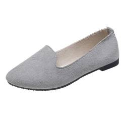 seiveini Damen Ballerinas Slip On Leger Flache Schuhe Damen Pumps Spitzer Zehe Ballerinas Flache Bequeme Arbeitsschuhe Damen Elegant OL Lady Ballerinas Geschlossene A Grau 39 EU von seiveini