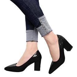 seiveini Damen Pumps mit Spitzer Zehenpartie Elegante Pumps High Heels für Frauen Abendschuhe Businessschuhe Partyschuhe Pumps mit Blockabsatz für Damen Klassische Vintage A Schwarz 38 EU von seiveini