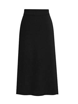 seiveini Damen Rock Lange Elastischer Strertch Gerippter Strickrock mit Hoher Taille Maxi Rock Eng Anliegender Midirock Figurbetonter Elegant A Schwarz M von seiveini