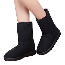 seiveini Damen Schneestiefel Winter Warme Stiefeletten Fashion Mid Calf Schuhe Short Schlupfstiefel Damen Winterstiefel Gefüttert Boots Schlüpfen Winterschuhe Komfortabel A Schwarz 20CM 35 EU von seiveini