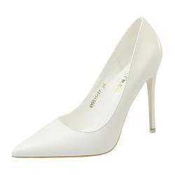 seiveini Damen Spitze Pumps Stiletto High Heels Spitz Geschlossene Zehen High Heels mit Pfennigabsatz für Hochzeit Party Office Elegant Slip-on Stöckelschuhe mit Absatz Brautschuhe A Weiß 39 EU von seiveini