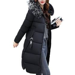 seiveini Damen Steppjacke Lang mit Kapuze Übergangsjacke Daunenjacke Winterjacke Warme Warm Zipper Steppmantel Outdoorjacke Mantel Outdoor Leichte Daunenjacke B Schwarz M von seiveini