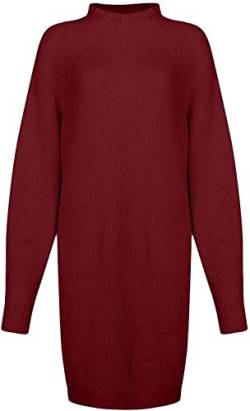 seiveini Damen Strickkleid Pulloverkleid Elegante Rollkragen Strickpullover Langarm Pulli Warme Tunika Winter Sweater Chic Oversize Casual Rot XL von seiveini