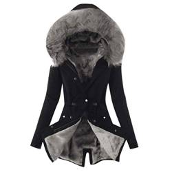 seiveini Damen Winterparka KapuzenJacke hoodie Übergangsmantel Oversize Lange Ärmel Deckenjacke Winter Weicher Warmer Kapuzen Loose Outwear Dunkelgrau XL von seiveini