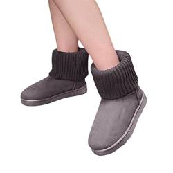 seiveini Fleece Stiefel Damen Winterstiefel Warm Gefüttert Plüsch Stiefel Winter Warme Rutschfeste Wasserdicht Schneestiefel Winter Stiefel Outdoor Wanderschuhe für Frauen A Grau 40 EU von seiveini