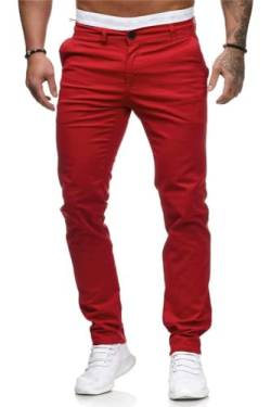 seiveini Herren Chino Hose Stretch Herren Cargohose Casual Freizeithose Skinny Arbeitshose Lange Slim Fit Anzughose mit Taschen Business Hose Große Größe Stoffhose A Rot L von seiveini